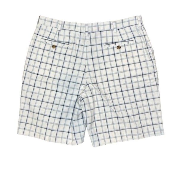 IZOD Golf X-Treme Function Men's Shorts Windowpane Plaid White w/Navy Gray 40 - Picture 5 of 9